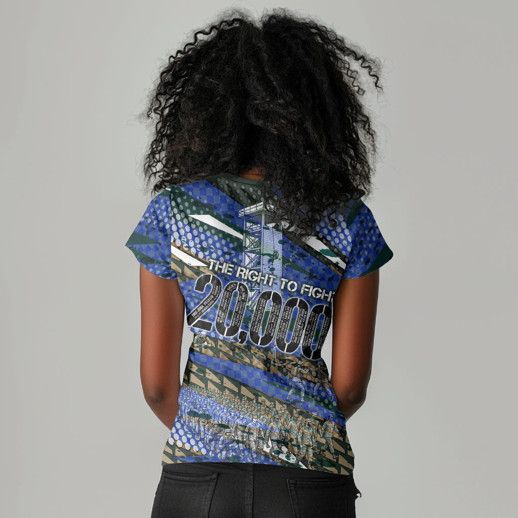 Montford Point Marines 1940s Est Women V-Neck T-Shirt The Right To Fight 20000 Military Camouflage Art