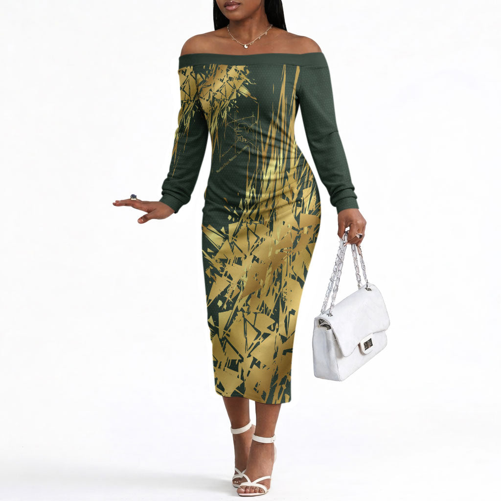 Montford Point Marines Overcoming Off The Shoulder Long Sleeve Dress Military History Camouflage Art