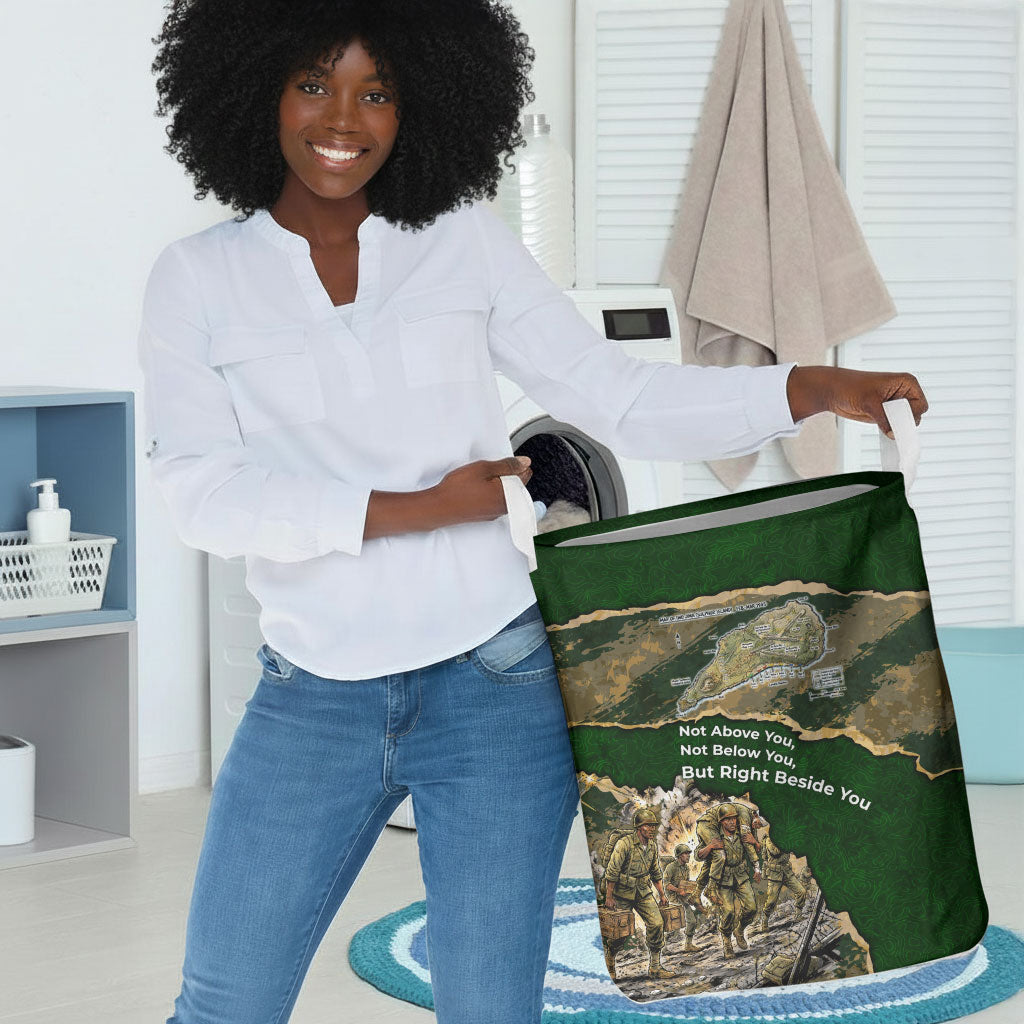 Montford Point Marines Not Above You Laundry Basket Iwo Jima Military Map Camouflage Vintage Art