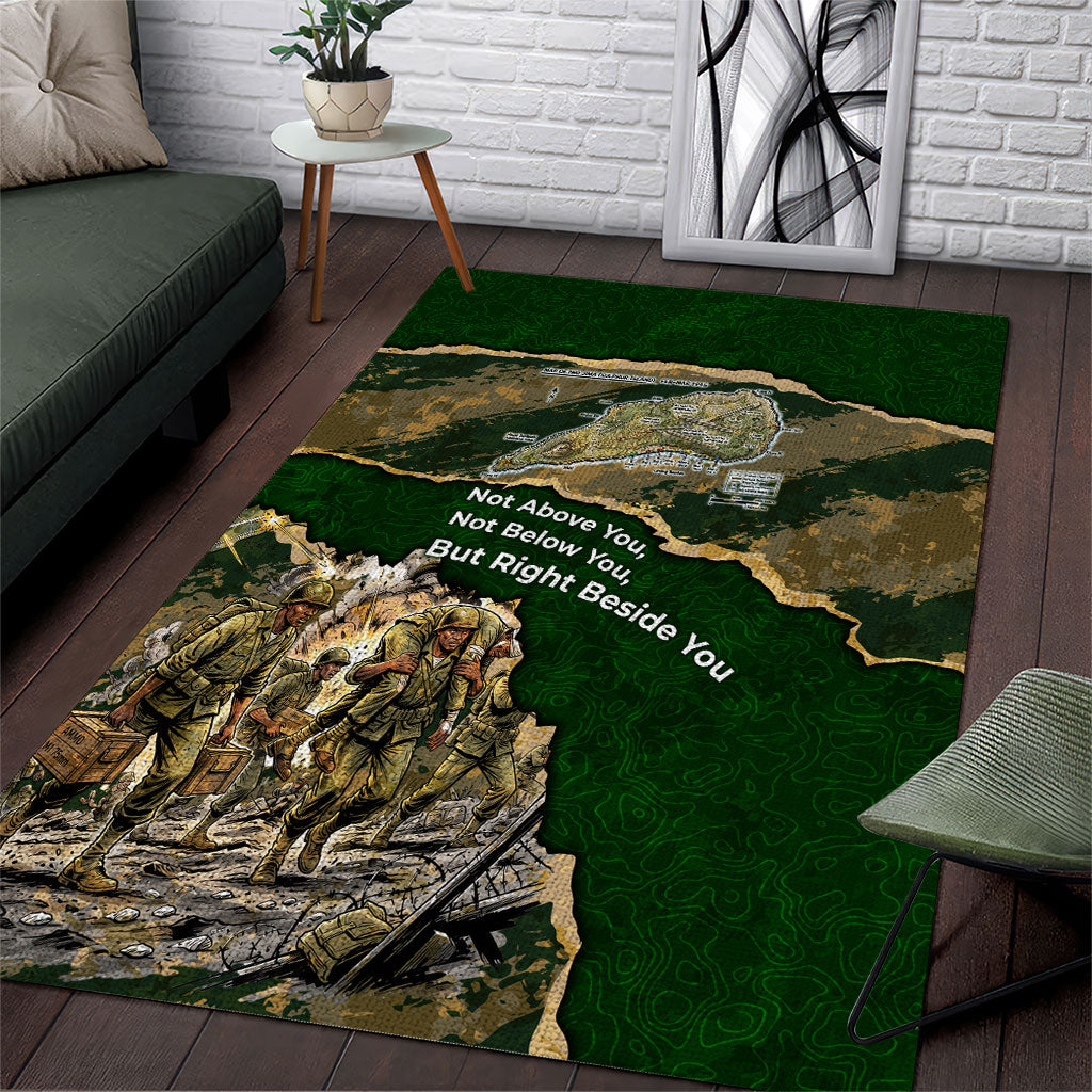 Montford Point Marines Not Above You Area Rug Iwo Jima Military Map Camouflage Vintage Art