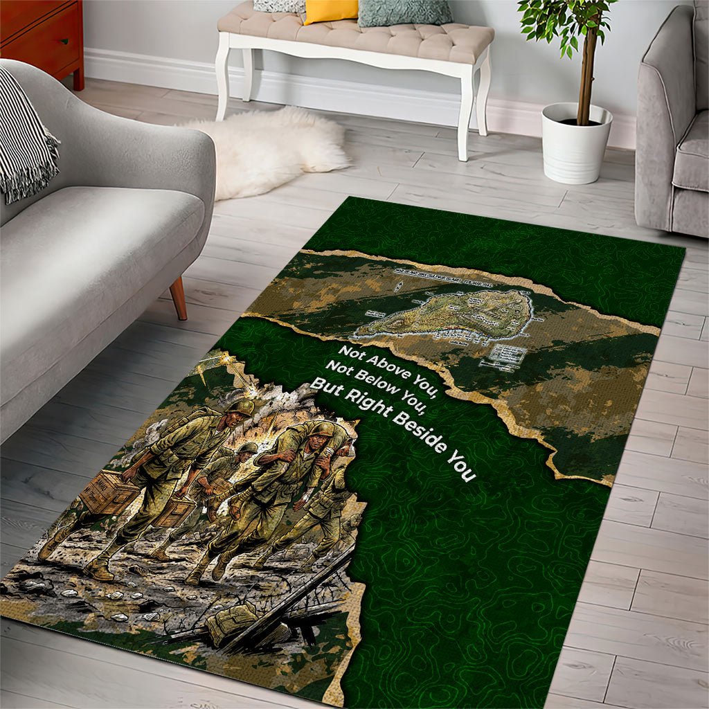 Montford Point Marines Not Above You Area Rug Iwo Jima Military Map Camouflage Vintage Art
