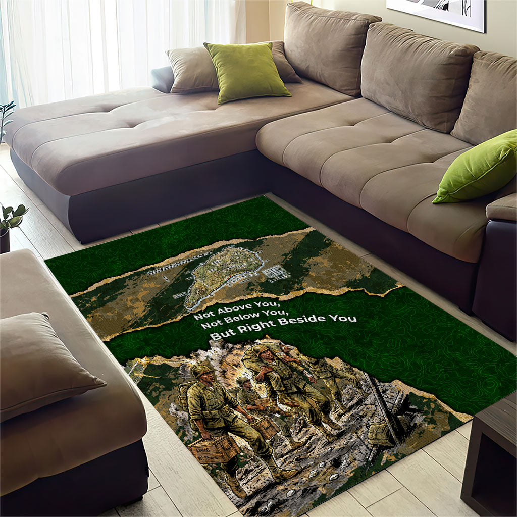 Montford Point Marines Not Above You Area Rug Iwo Jima Military Map Camouflage Vintage Art