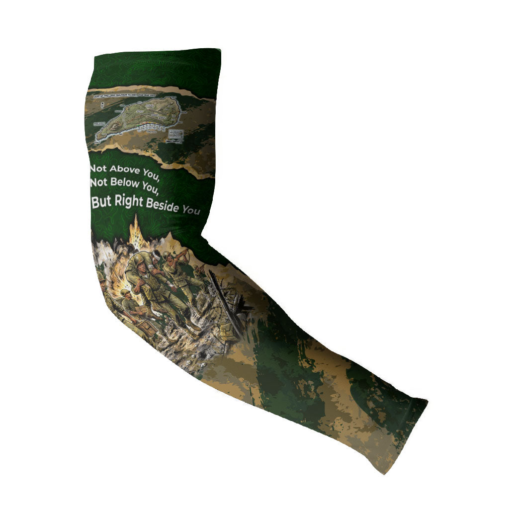 Montford Point Marines Not Above You Arm Sleeves Iwo Jima Military Map Camouflage Vintage Art