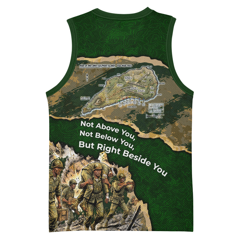 Montford Point Marines Not Above You Basketball Jersey Iwo Jima Military Map Camouflage Vintage Art