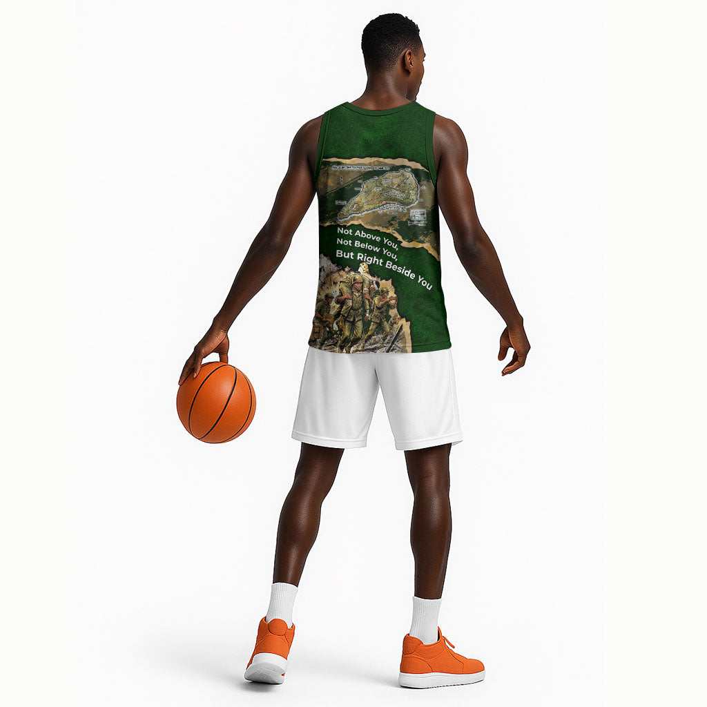 Montford Point Marines Not Above You Basketball Jersey Iwo Jima Military Map Camouflage Vintage Art