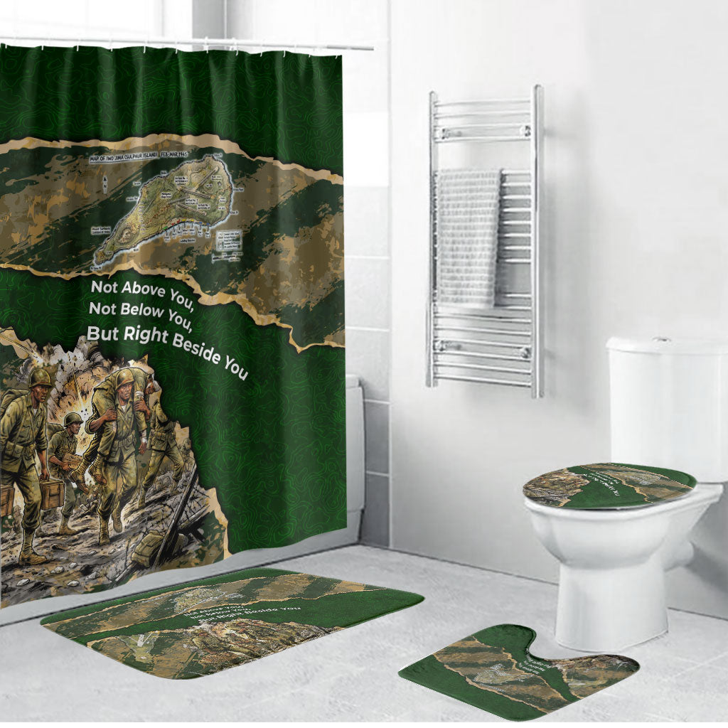 Montford Point Marines Not Above You Bathroom Set Iwo Jima Military Map Camouflage Vintage Art