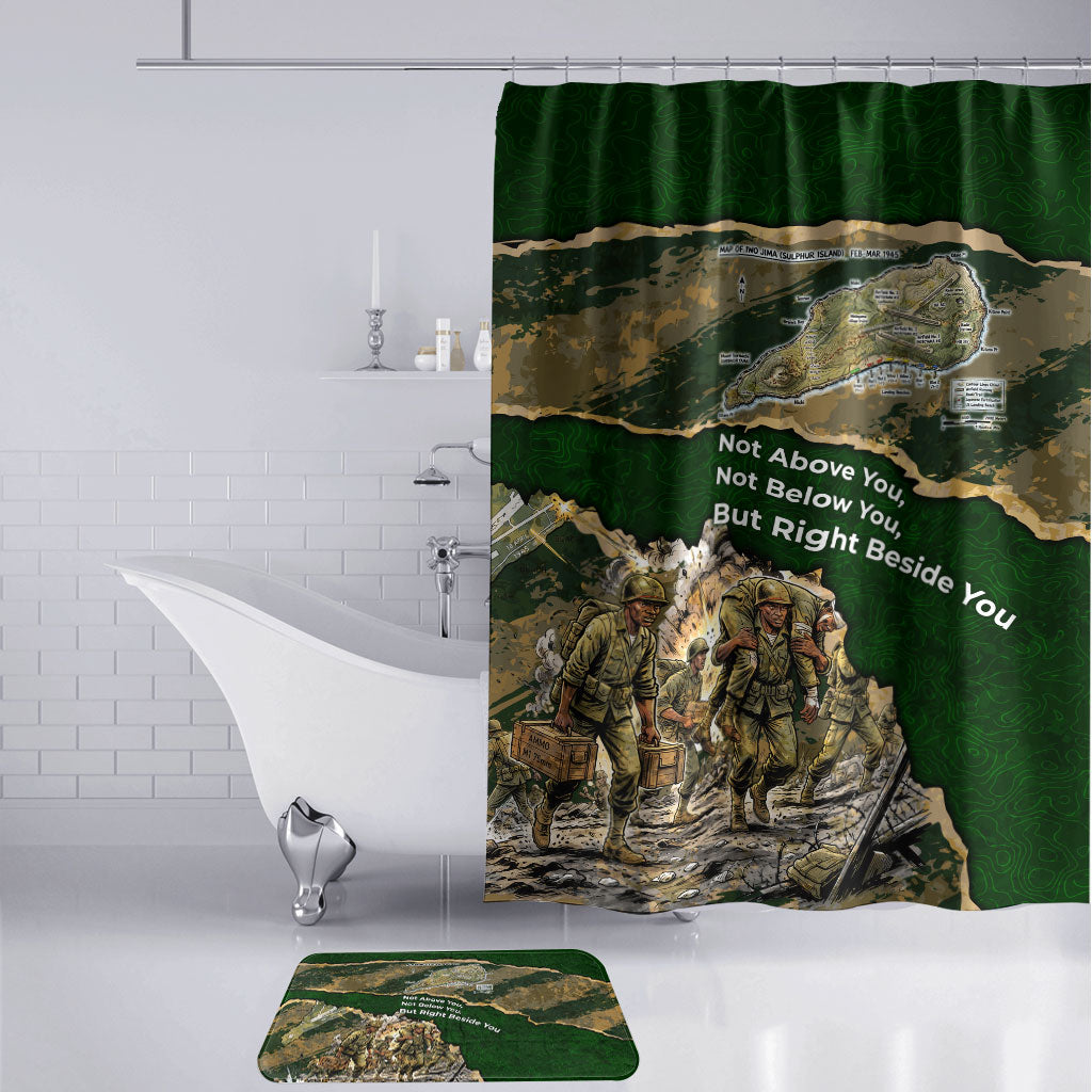 Montford Point Marines Not Above You Bathroom Set Iwo Jima Military Map Camouflage Vintage Art