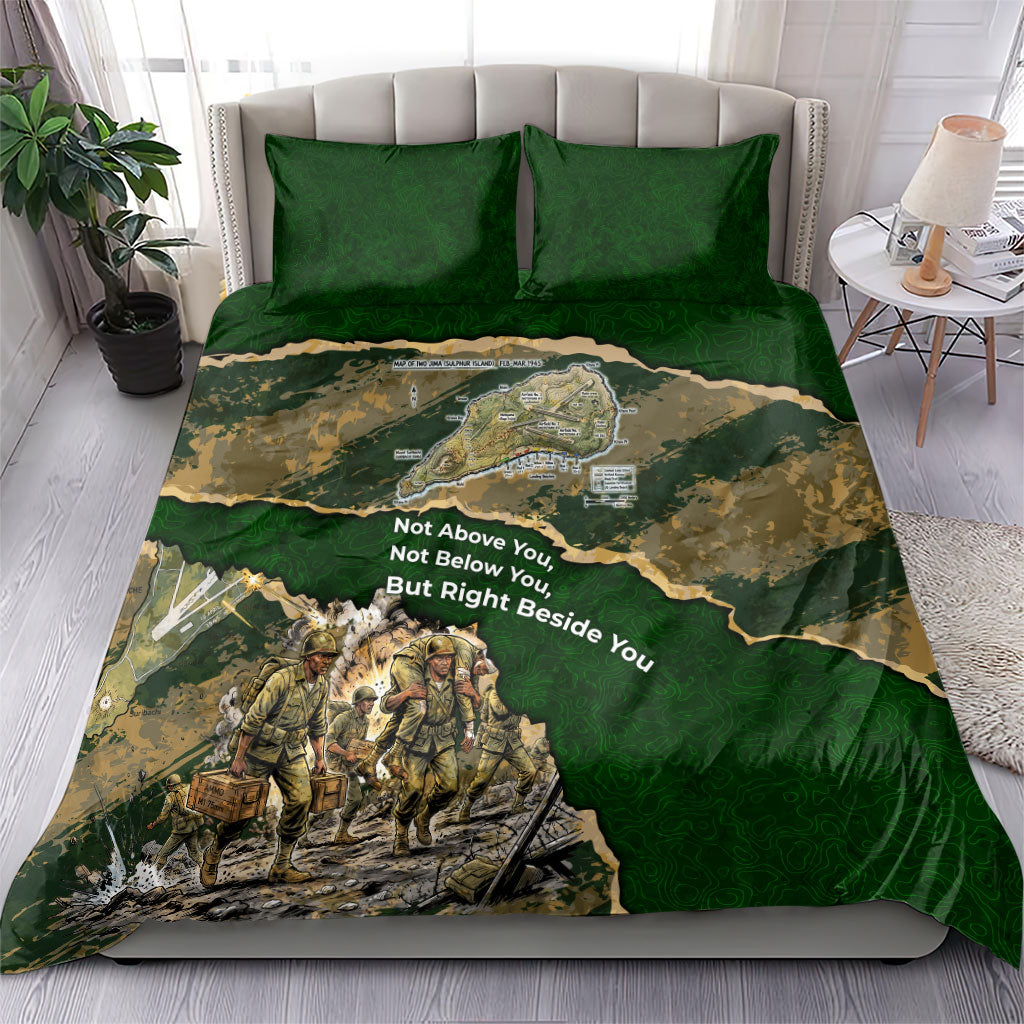 Montford Point Marines Not Above You Bedding Set Iwo Jima Military Map Camouflage Vintage Art