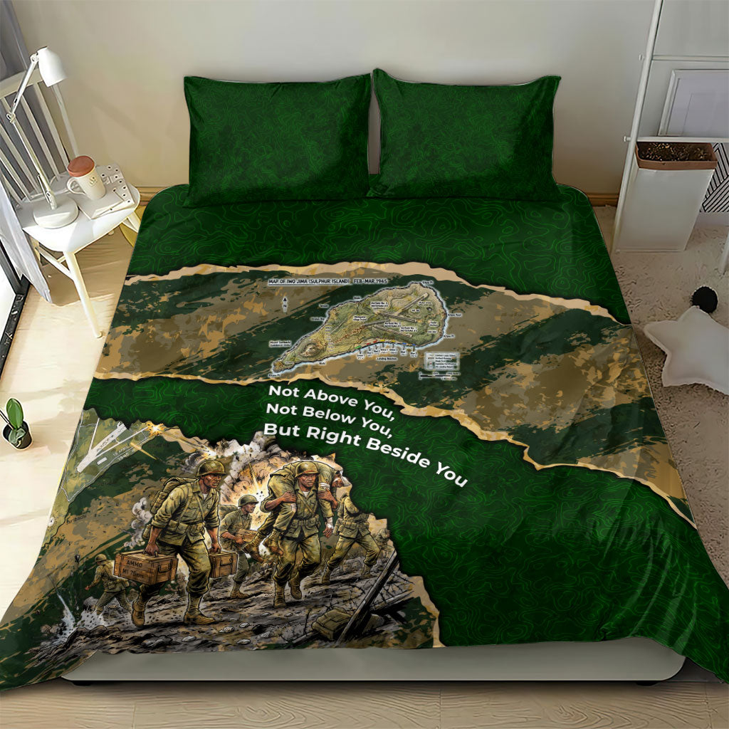 Montford Point Marines Not Above You Bedding Set Iwo Jima Military Map Camouflage Vintage Art