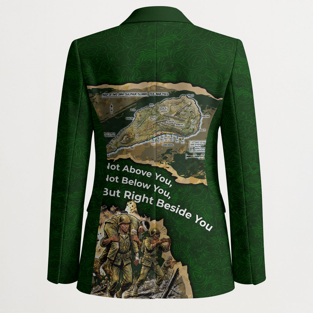 Montford Point Marines Not Above You Blazer Iwo Jima Military Map Camouflage Vintage Art