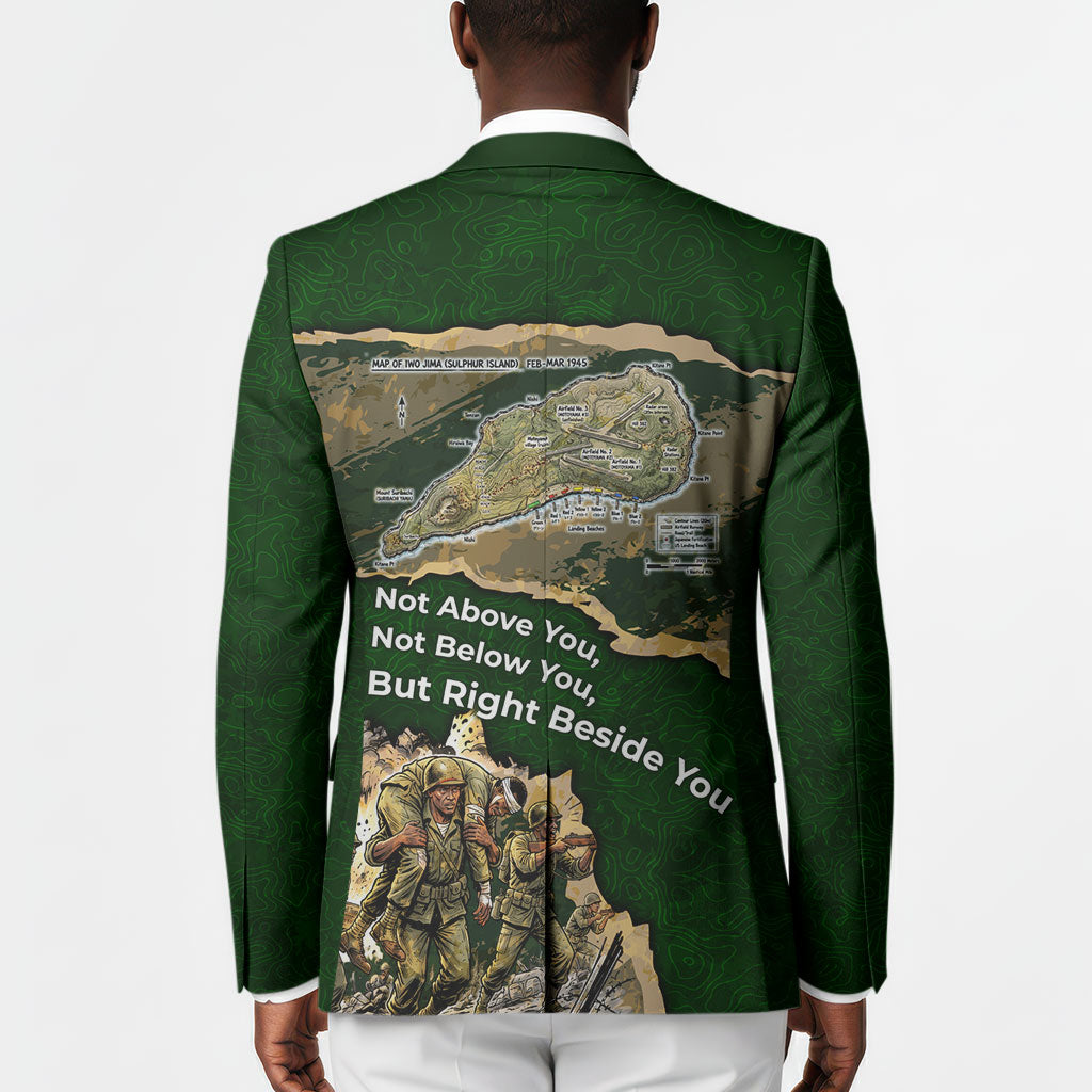 Montford Point Marines Not Above You Blazer Iwo Jima Military Map Camouflage Vintage Art