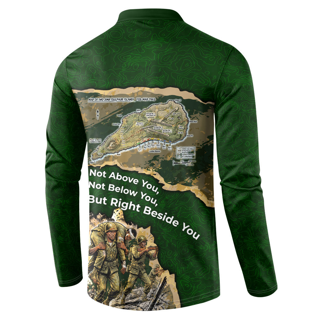 Montford Point Marines Not Above You Button Sweatshirt Iwo Jima Military Map Camouflage Vintage Art