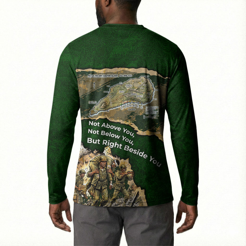 Montford Point Marines Not Above You Button Sweatshirt Iwo Jima Military Map Camouflage Vintage Art