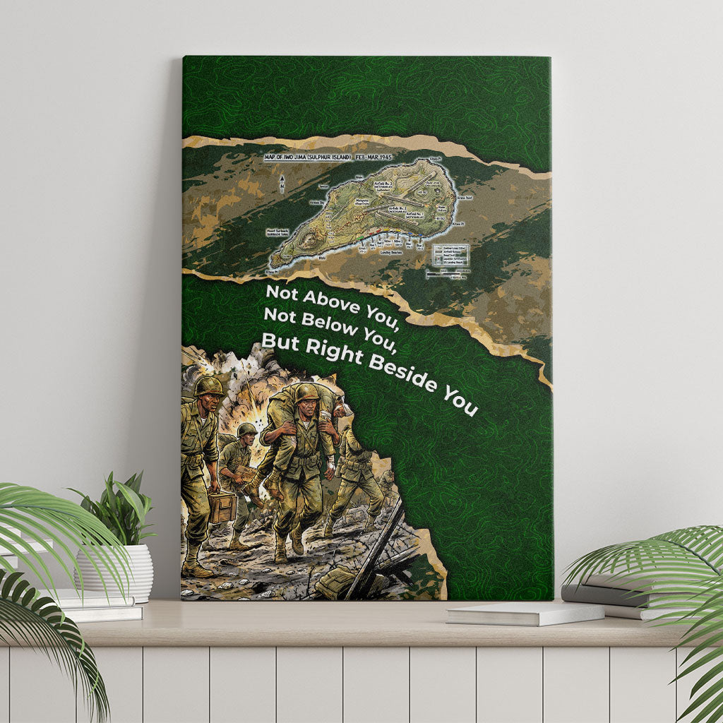 Montford Point Marines Not Above You Canvas Wall Art Iwo Jima Military Map Camouflage Vintage Art
