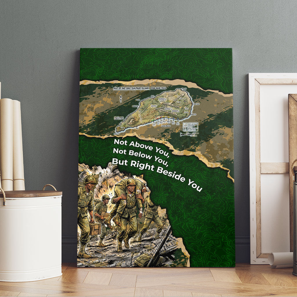 Montford Point Marines Not Above You Canvas Wall Art Iwo Jima Military Map Camouflage Vintage Art