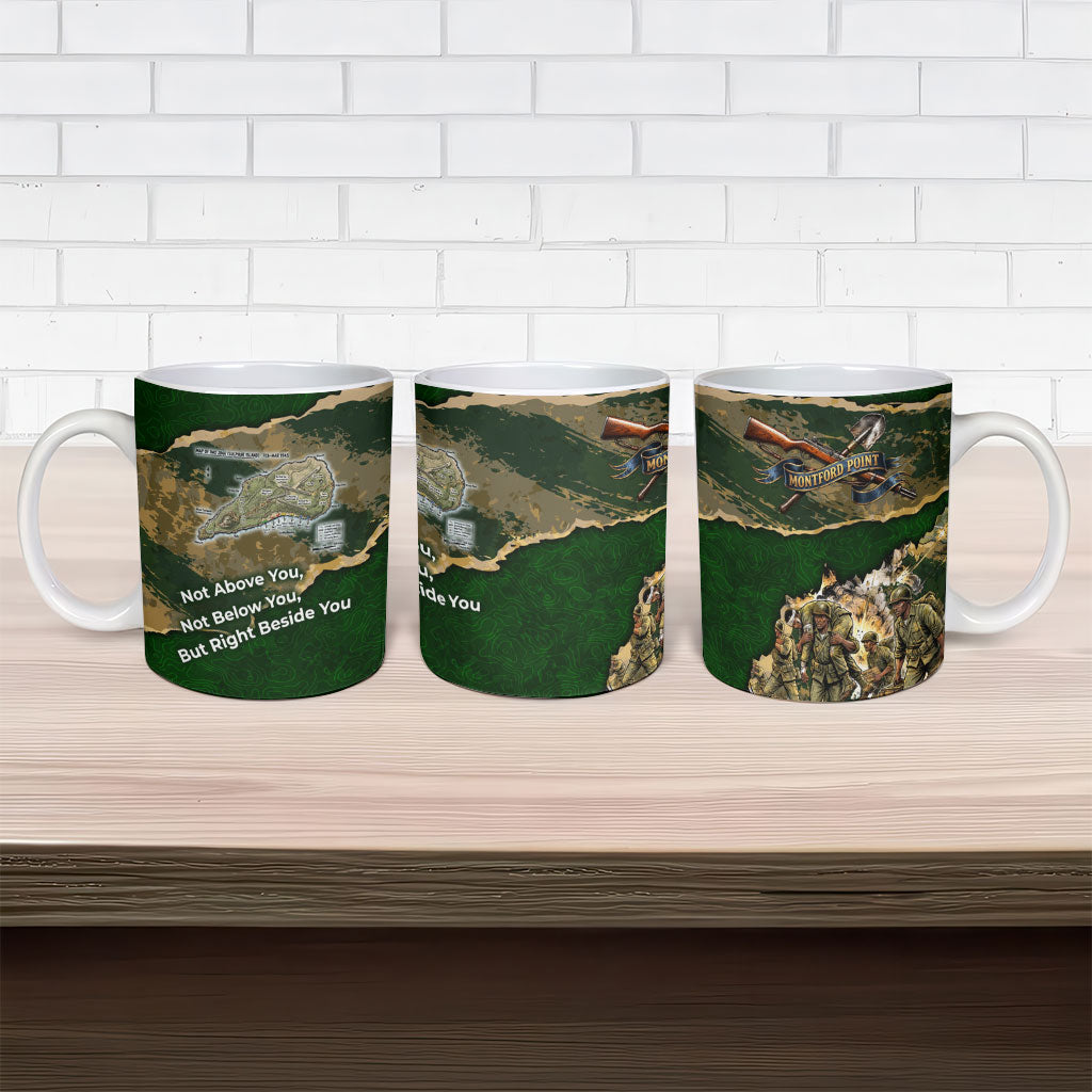 Montford Point Marines Not Above You Ceramic Mug Iwo Jima Military Map Camouflage Vintage Art