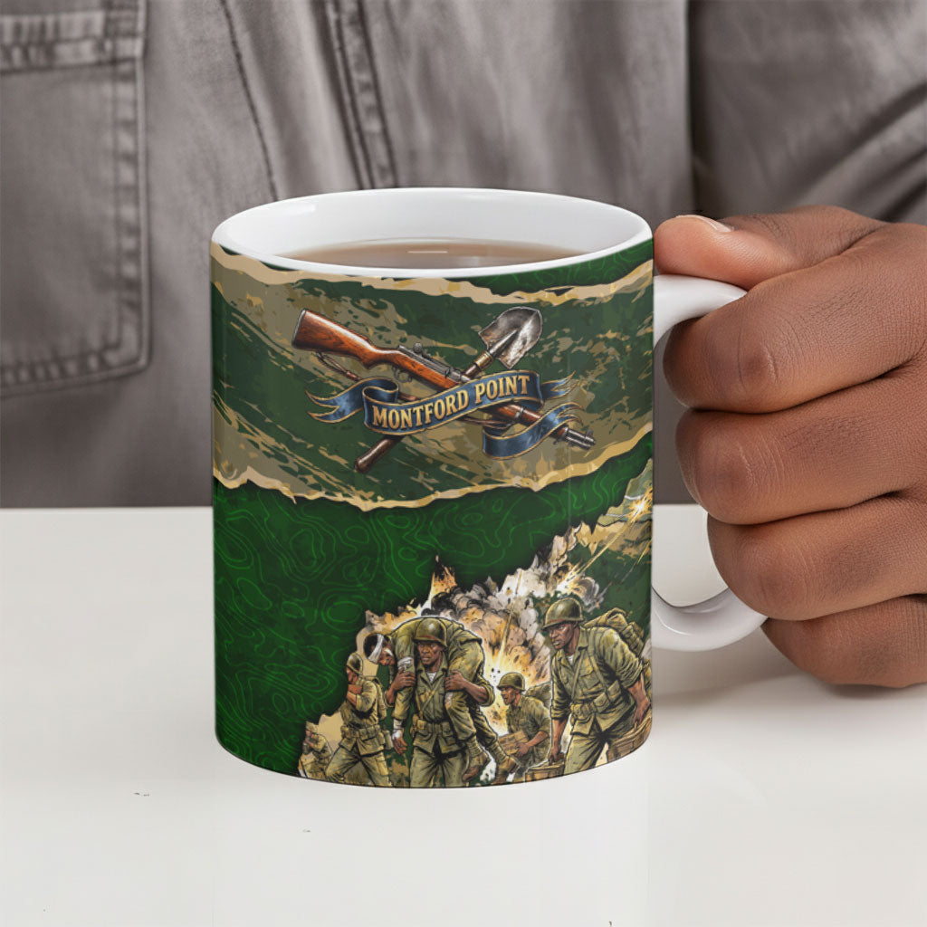 Montford Point Marines Not Above You Ceramic Mug Iwo Jima Military Map Camouflage Vintage Art