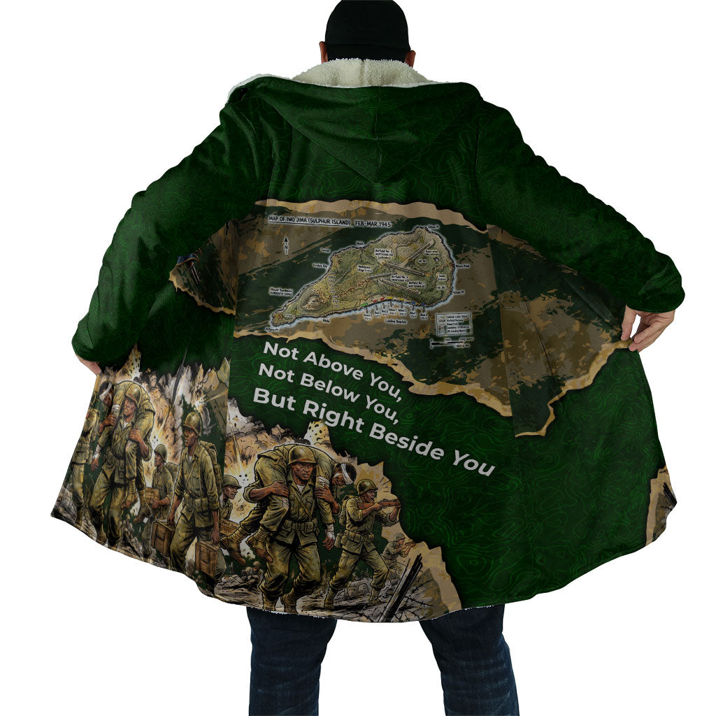 Montford Point Marines Not Above You Cloak Iwo Jima Military Map Camouflage Vintage Art