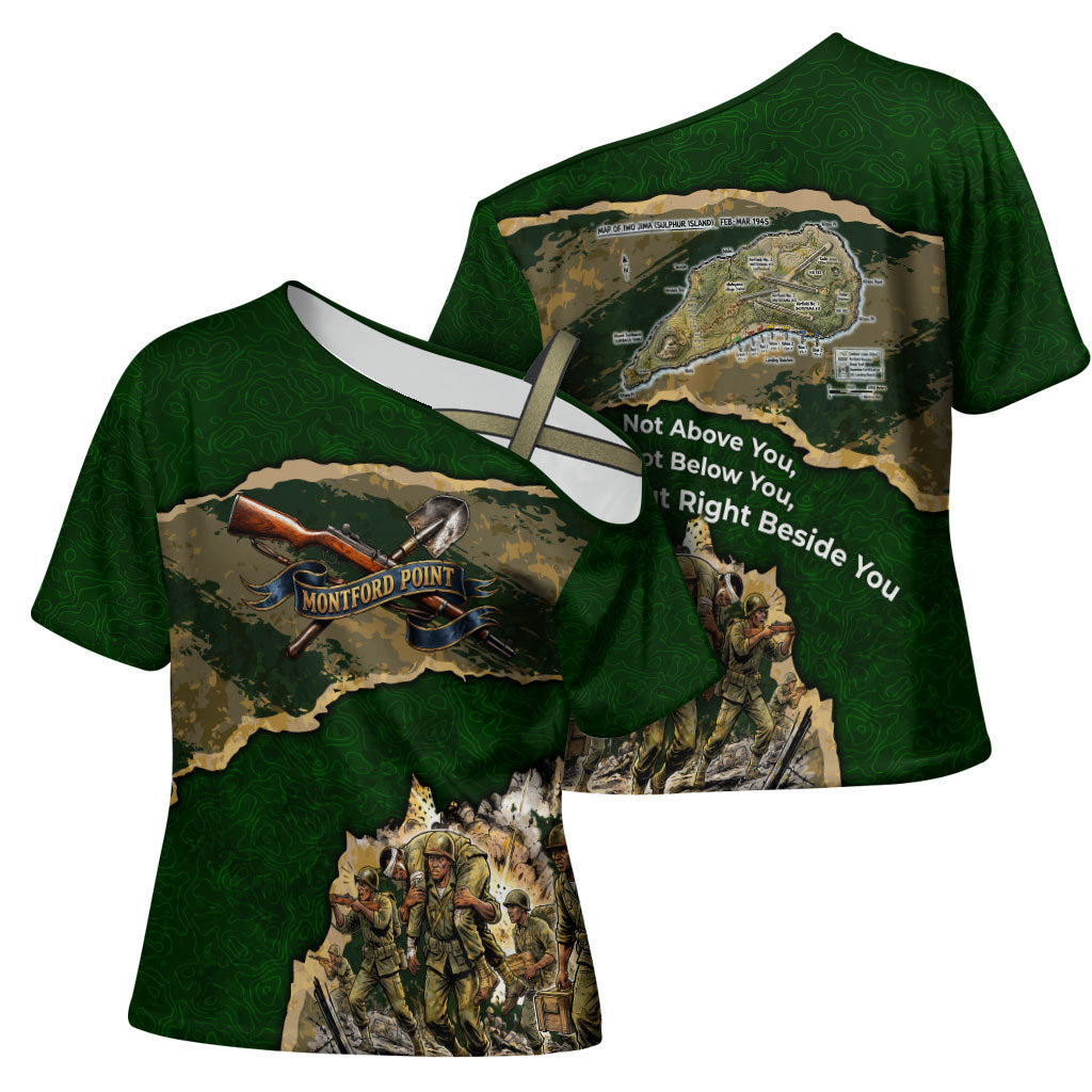 Montford Point Marines Not Above You Cross Shoulder Shirt Iwo Jima Military Map Camouflage Vintage Art