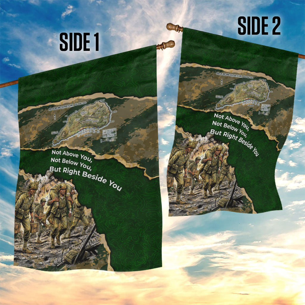 Montford Point Marines Not Above You Garden Flag Iwo Jima Military Map Camouflage Vintage Art