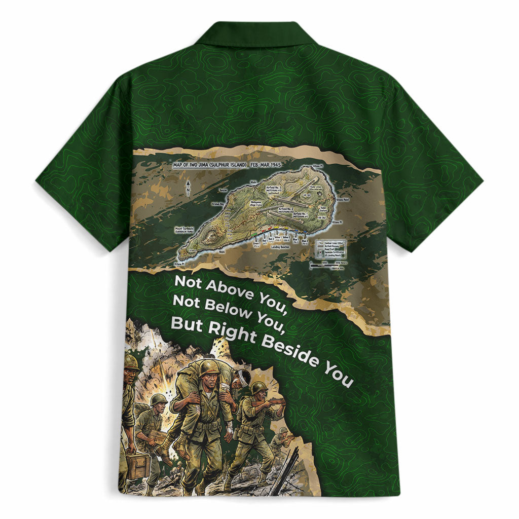Montford Point Marines Not Above You Hawaiian Shirt Iwo Jima Military Map Camouflage Vintage Art