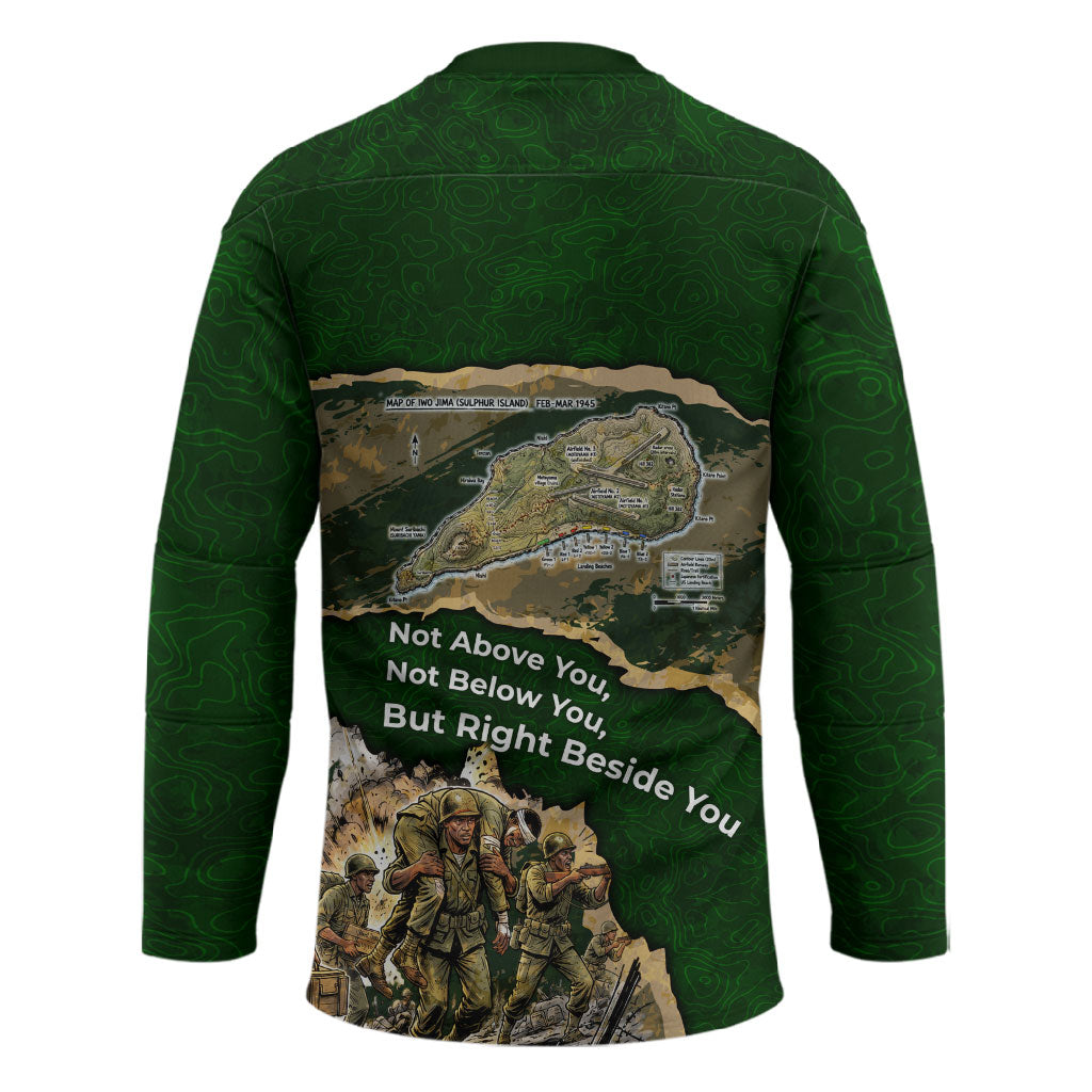 Montford Point Marines Not Above You Hockey Jersey Iwo Jima Military Map Camouflage Vintage Art