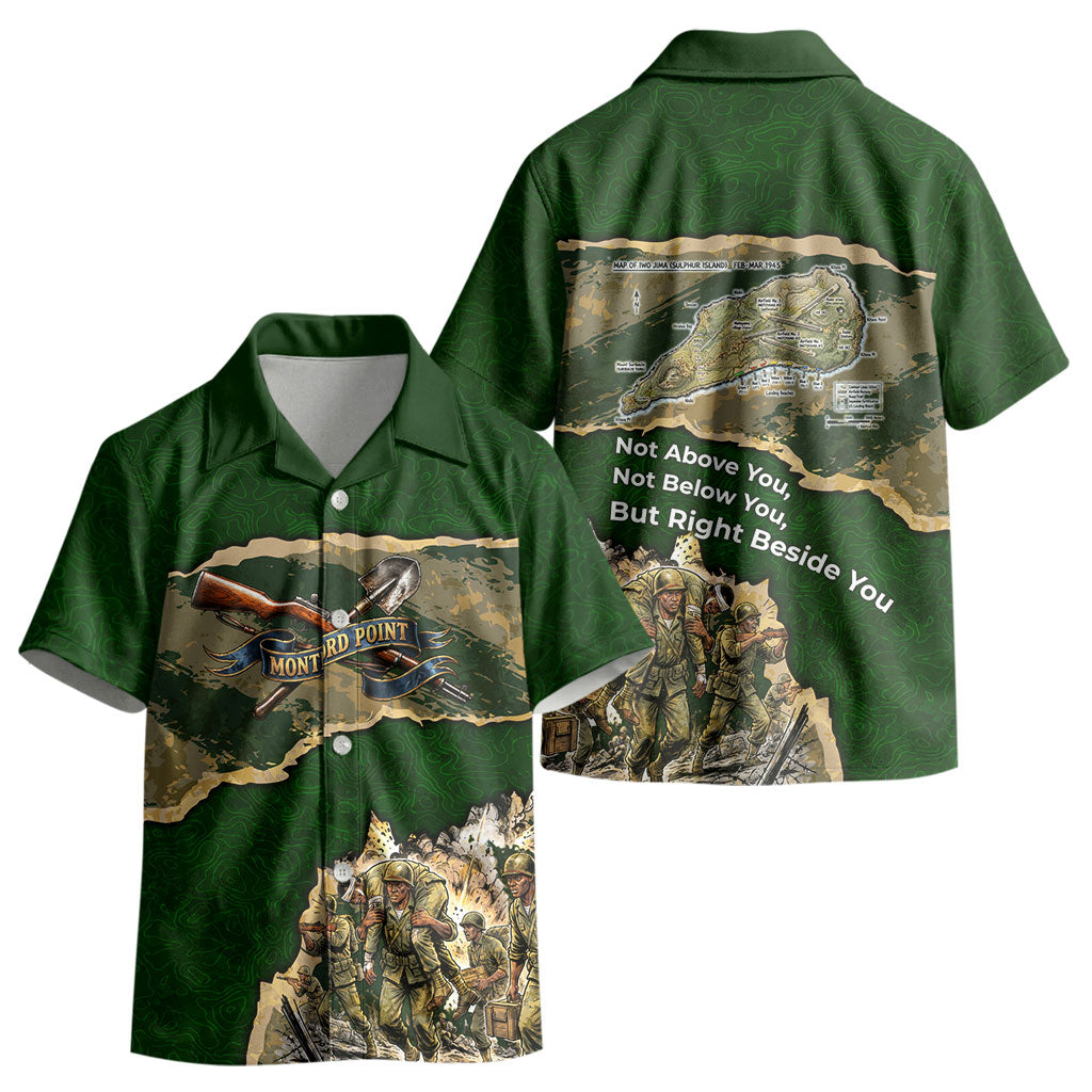 Montford Point Marines Not Above You Kid Hawaiian Shirt Iwo Jima Military Map Camouflage Vintage Art