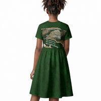 Montford Point Marines Not Above You Kid Short Sleeve Dress Iwo Jima Military Map Camouflage Vintage Art
