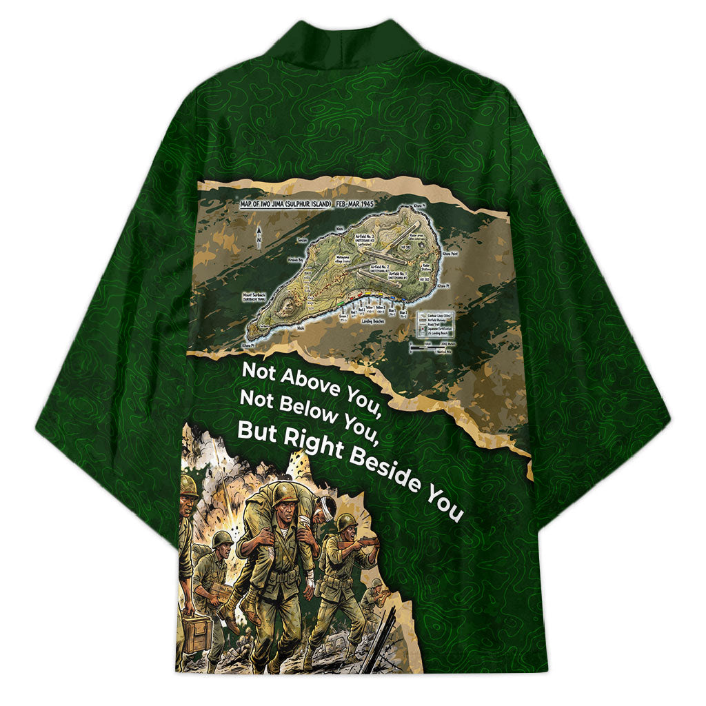 Montford Point Marines Not Above You Kimono Iwo Jima Military Map Camouflage Vintage Art