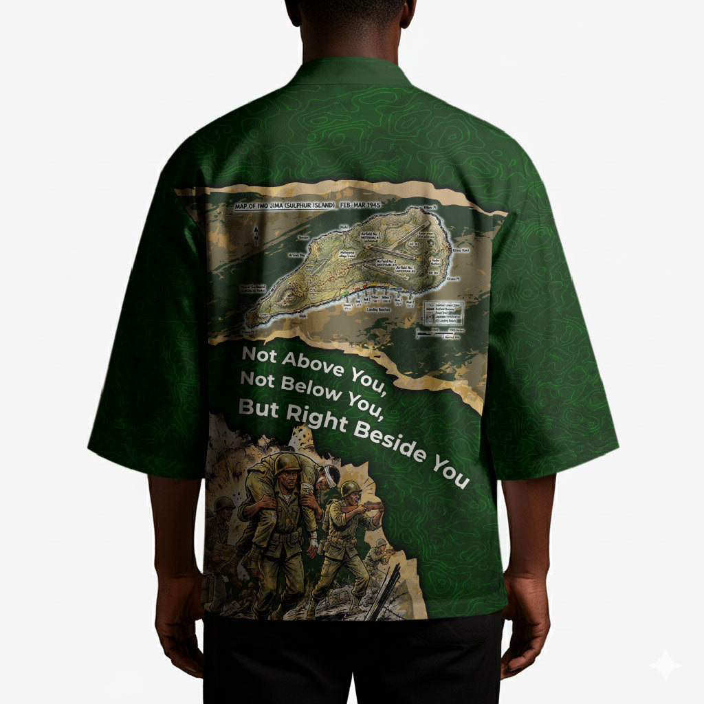Montford Point Marines Not Above You Kimono Iwo Jima Military Map Camouflage Vintage Art