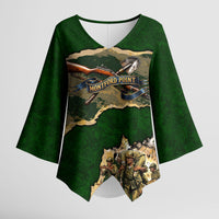 Montford Point Marines Not Above You Kimono Sleeve Blouse Iwo Jima Military Map Camouflage Vintage Art