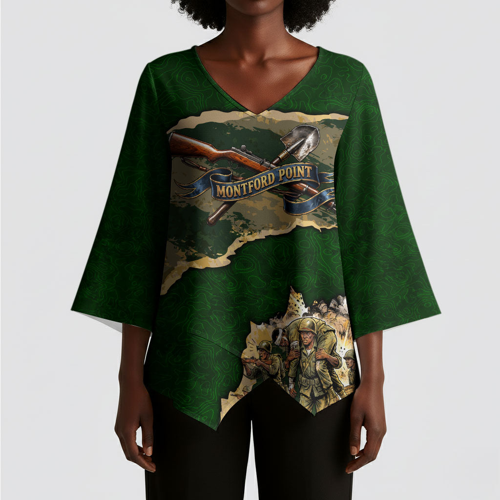 Montford Point Marines Not Above You Kimono Sleeve Blouse Iwo Jima Military Map Camouflage Vintage Art