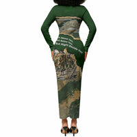 Montford Point Marines Not Above You Long Sleeve Bodycon Dress Iwo Jima Military Map Camouflage Vintage Art