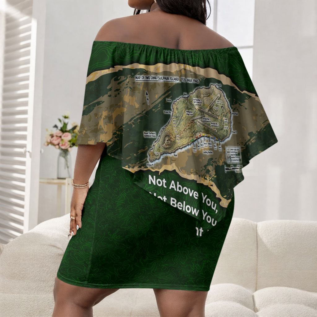 Montford Point Marines Not Above You Off Shoulder Short Dress Iwo Jima Military Map Camouflage Vintage Art