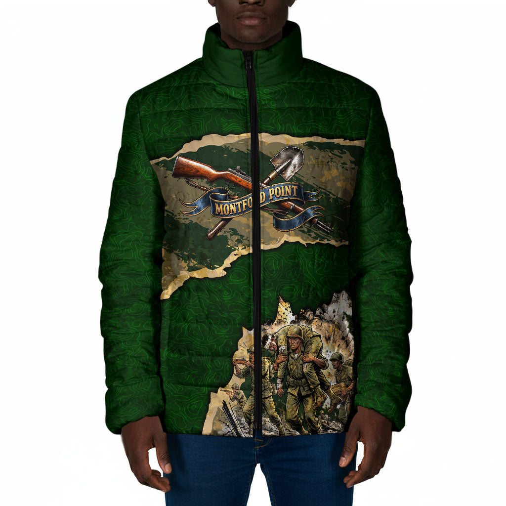 Montford Point Marines Not Above You Padded Jacket Iwo Jima Military Map Camouflage Vintage Art