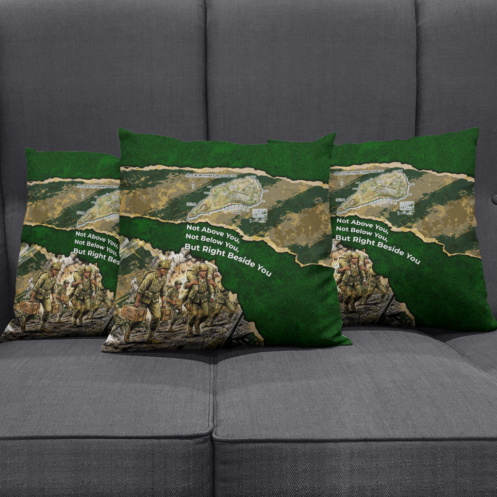 Montford Point Marines Not Above You Pillow Cover Iwo Jima Military Map Camouflage Vintage Art