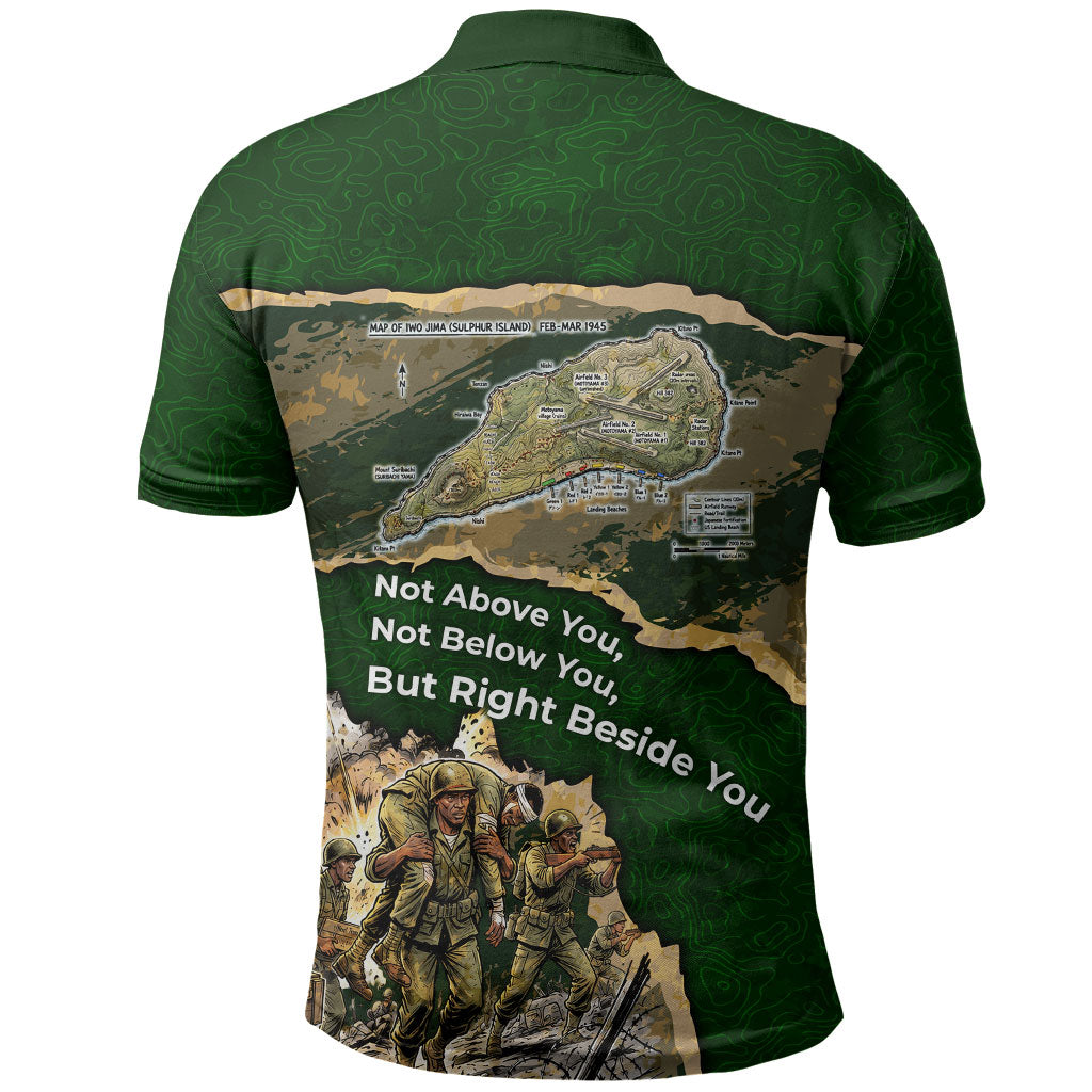 Montford Point Marines Not Above You Polo Shirt Iwo Jima Military Map Camouflage Vintage Art