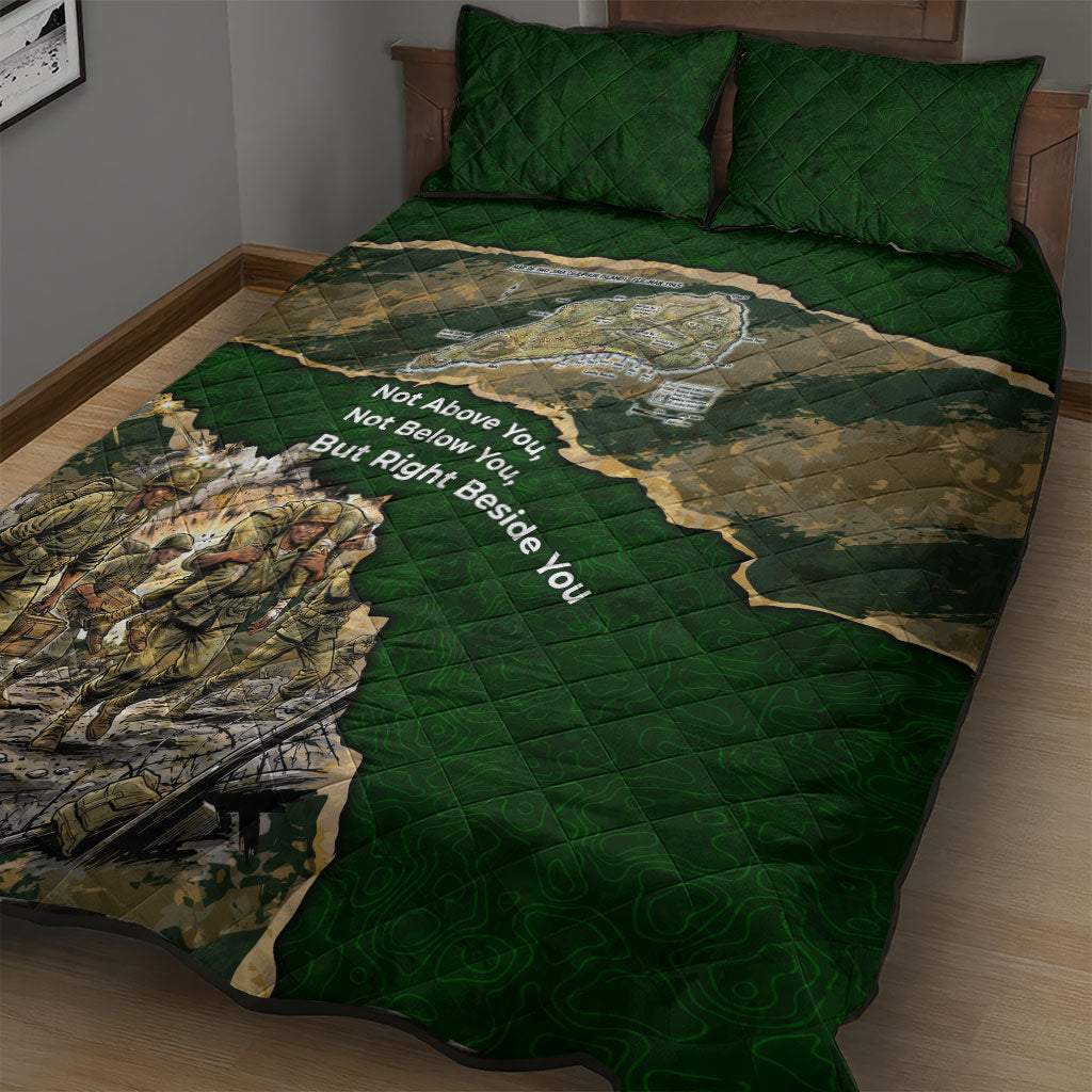Montford Point Marines Not Above You Quilt Bed Set Iwo Jima Military Map Camouflage Vintage Art