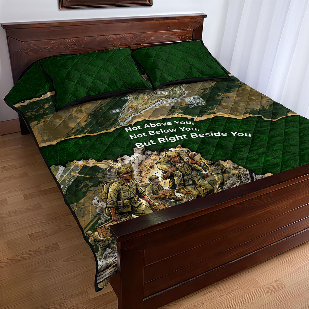 Montford Point Marines Not Above You Quilt Bed Set Iwo Jima Military Map Camouflage Vintage Art