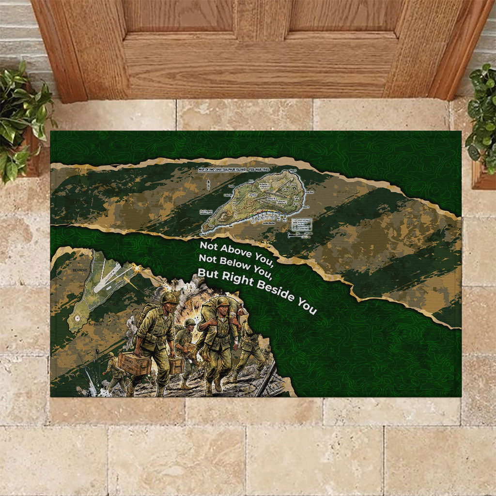 Montford Point Marines Not Above You Rubber Doormat Iwo Jima Military Map Camouflage Vintage Art