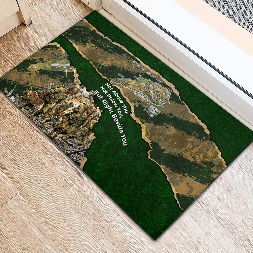 Montford Point Marines Not Above You Rubber Doormat Iwo Jima Military Map Camouflage Vintage Art