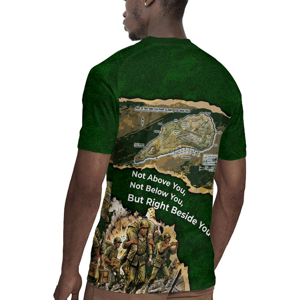 Montford Point Marines Not Above You Rugby Jersey Iwo Jima Military Map Camouflage Vintage Art