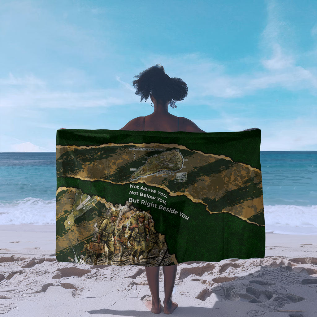 Montford Point Marines Not Above You Sarong Iwo Jima Military Map Camouflage Vintage Art