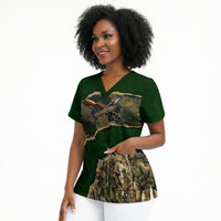 Montford Point Marines Not Above You Scrub Top Iwo Jima Military Map Camouflage Vintage Art