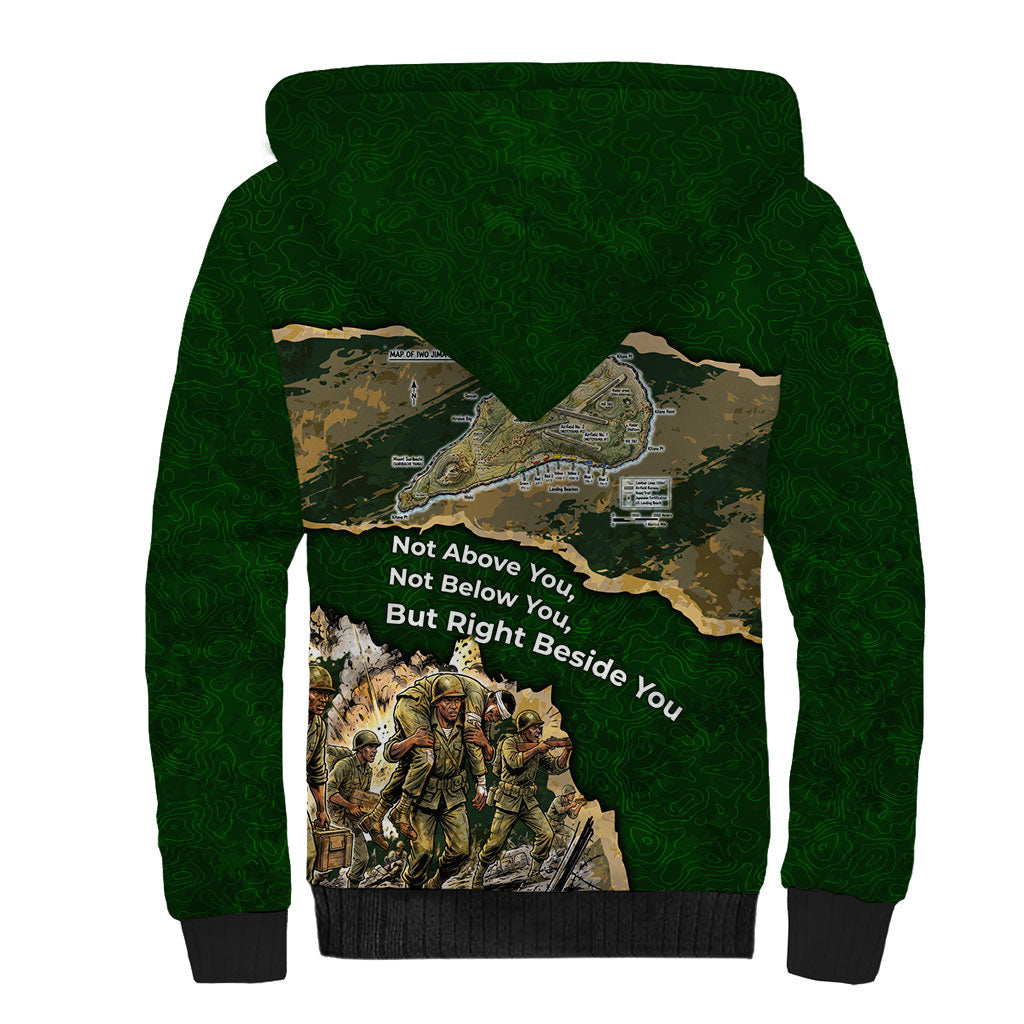 Montford Point Marines Not Above You Sherpa Hoodie Iwo Jima Military Map Camouflage Vintage Art