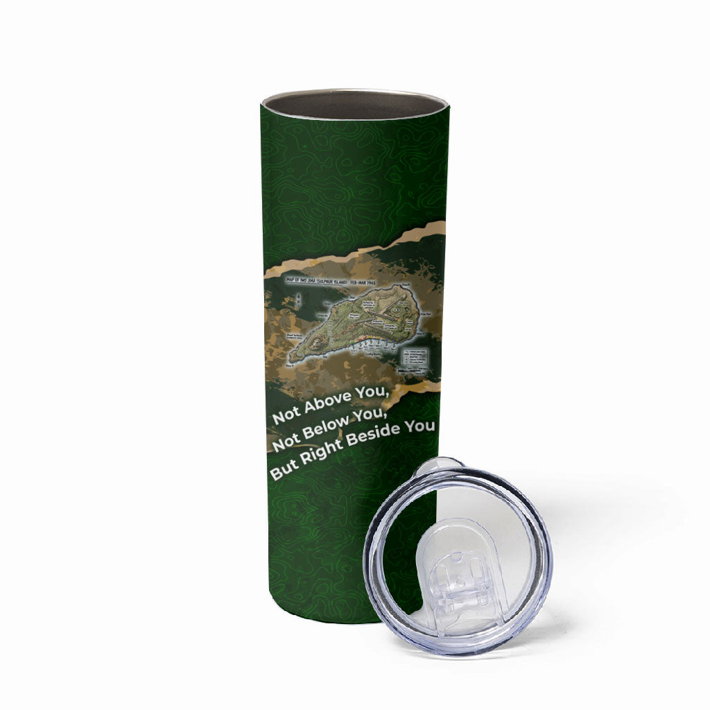Montford Point Marines Not Above You Skinny Tumbler Iwo Jima Military Map Camouflage Vintage Art