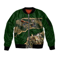 Montford Point Marines Not Above You Sleeve Zip Bomber Jacket Iwo Jima Military Map Camouflage Vintage Art