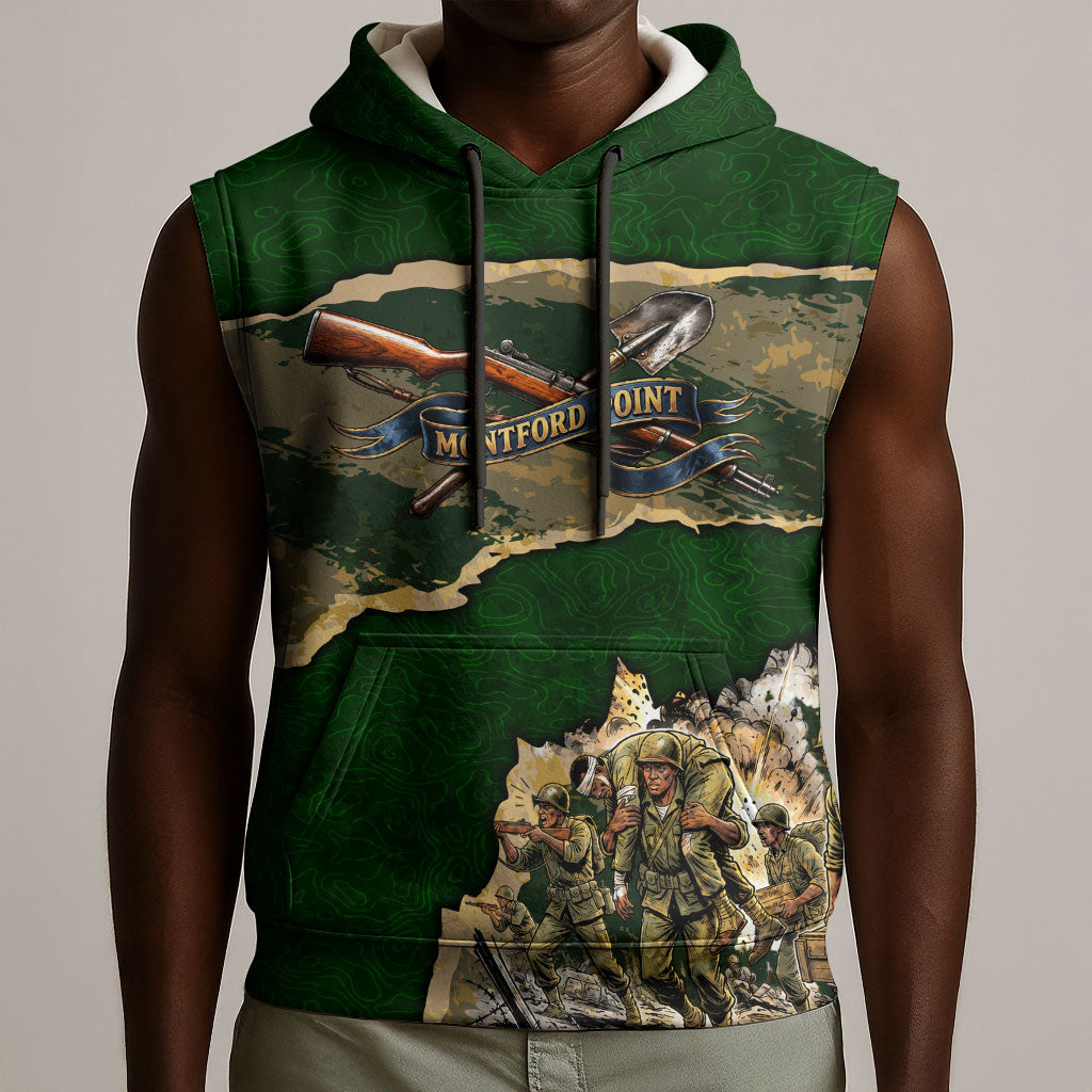 Montford Point Marines Not Above You Sleeveless Hoodie Iwo Jima Military Map Camouflage Vintage Art