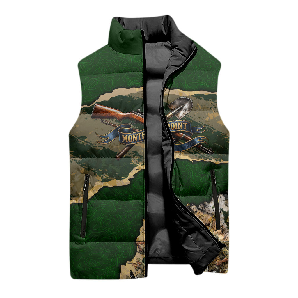 Montford Point Marines Not Above You Sleeveless Puffer Jacket Iwo Jima Military Map Camouflage Vintage Art