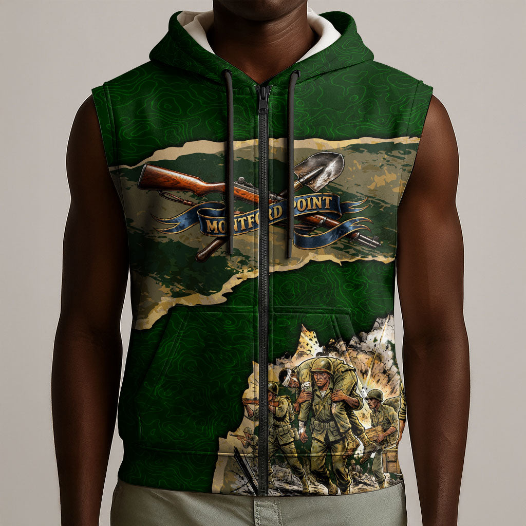 Montford Point Marines Not Above You Sleeveless Zip Hoodie Iwo Jima Military Map Camouflage Vintage Art